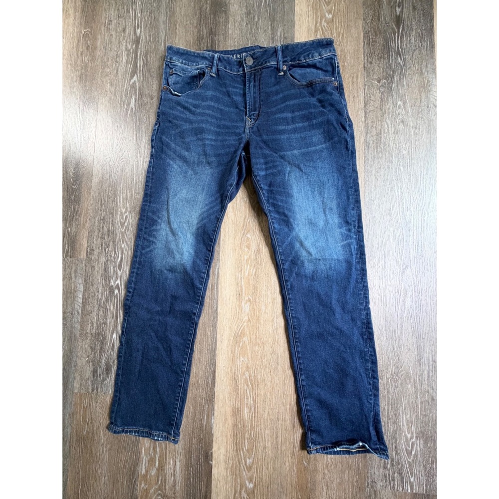 American Eagle Slim Straight Jeans Mens 36x32 Blue Ne(x)t Level Flex Denim